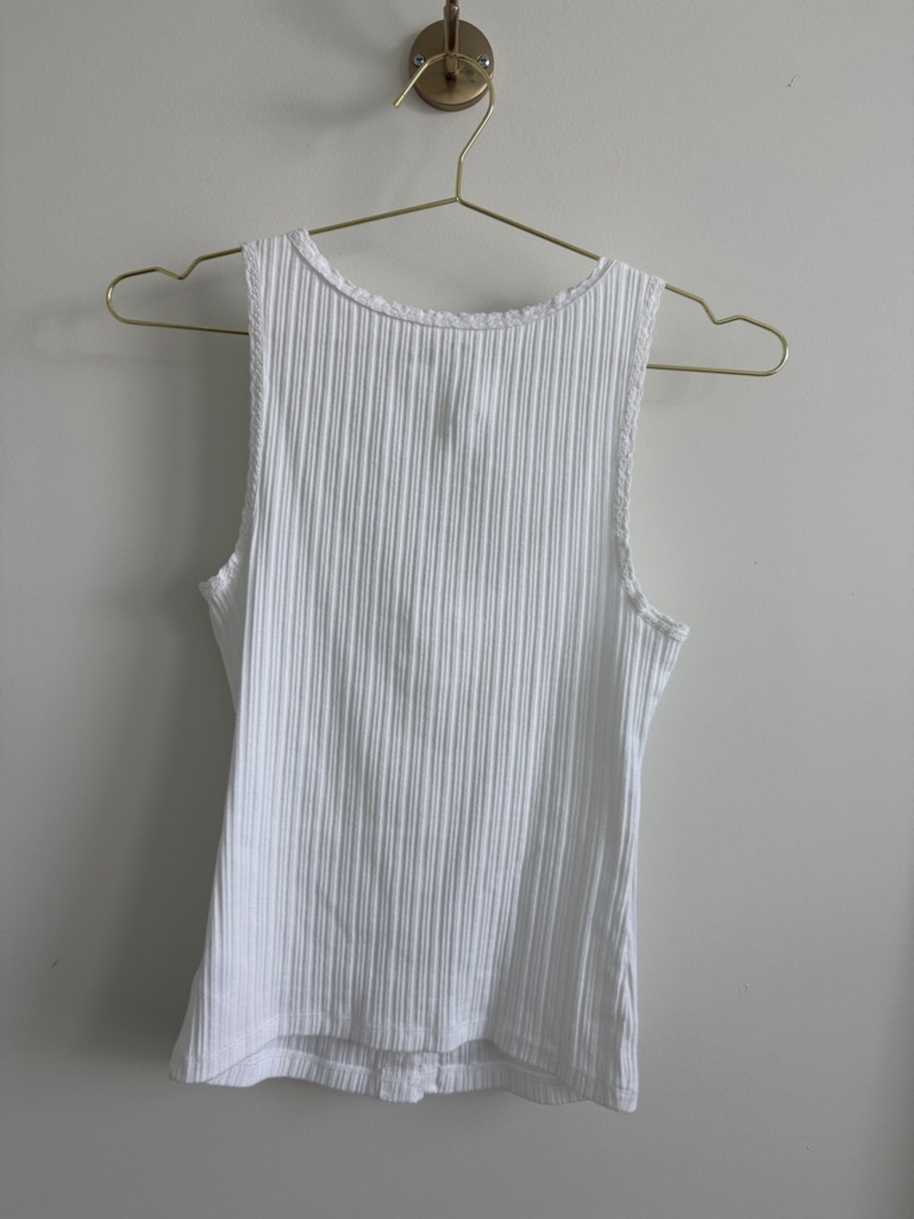 White Ribbed Button-Front Tank Top - Picture 3 of 3